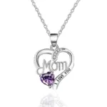 collar con colgante de corazón de Color plateado para mujer, accesorios de circonita brillante para fiesta de aniversario, joyería delicada para regalo del Día de la madre 3