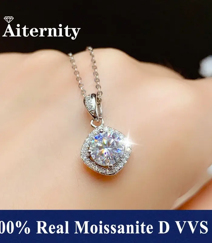 Moda de lujo clásico 1ct GRA Moissanite collar cuadrado Irregular para mujeres encantadoras 925 regalo de joyas de fiesta de plata 1
