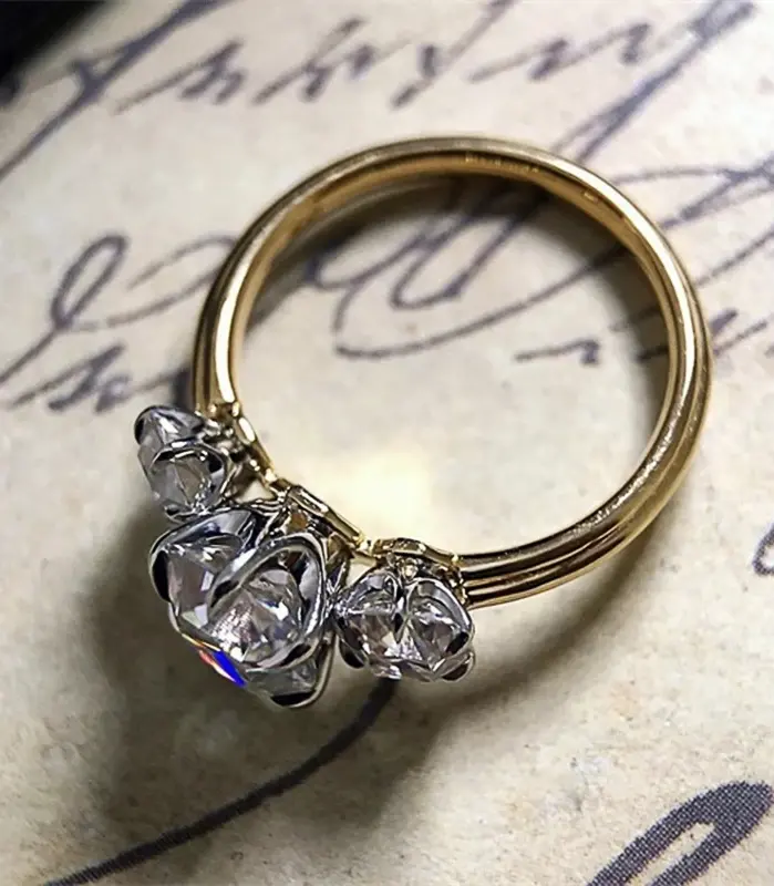 anillo de compromiso de circonia cúbica para mujer, sortija de boda, cristal brillante, diseño contraído, joyería caliente 1