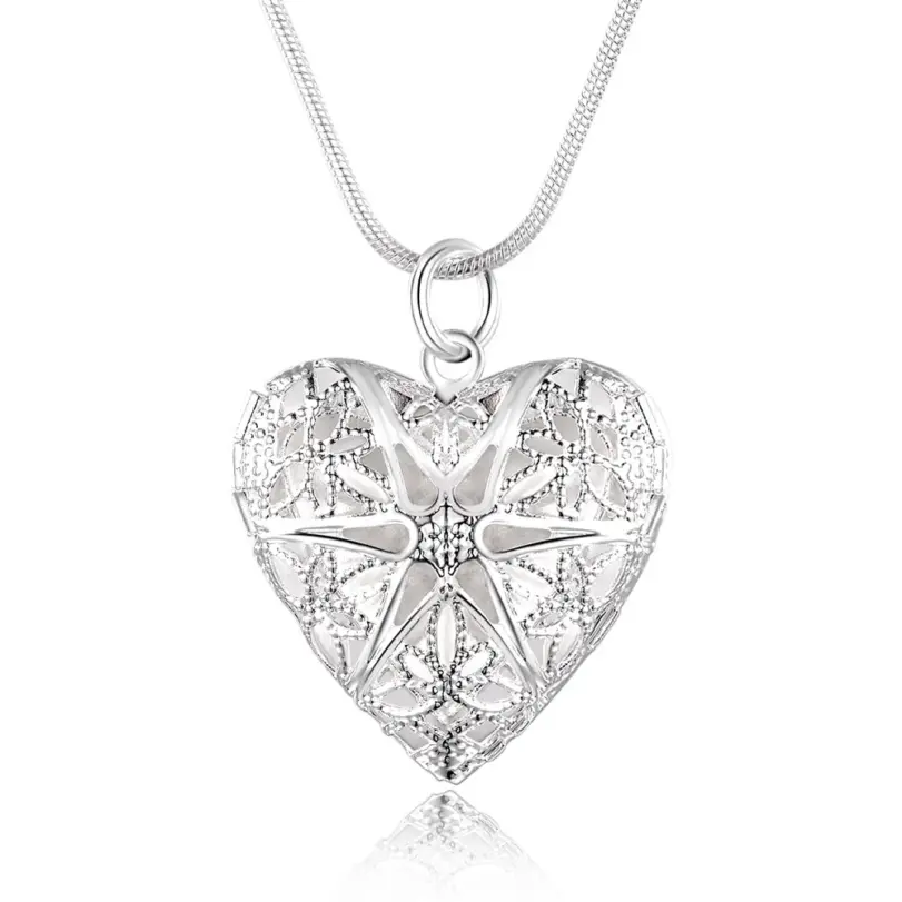 Collar con colgante de marco de fotos de Plata de Ley 925, cadena de serpiente de 18/20/22/24 pulgadas para mujer, joyería de moda para boda 4