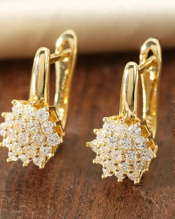 ZAKOL Pendientes de aro de flores de Color oro rosa a la moda para mujer Pendientes de circonita de cristal CZ Brincos 1