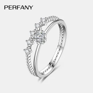 PERFANY-Anillo de moissanita de 0,1 quilates para mujer, conjunto de joyería de boda de lujo con diamantes de laboratorio de plata pura S925 1