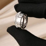 Anillo clásico redondo de acero inoxidable con circonita para mujer, sortija de compromiso de Color dorado plateado a la moda, regalo de joyería 2