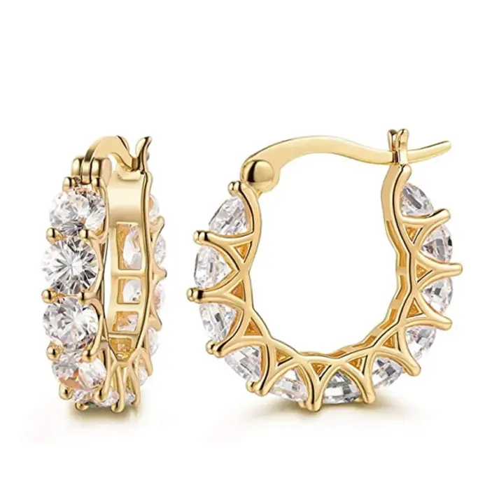 Huitan-pendientes de aro de circonia cúbica para mujer, accesorios deslumbrantes, regalo de cumpleaños delicado para fiesta de boda, joyería llamativa 1