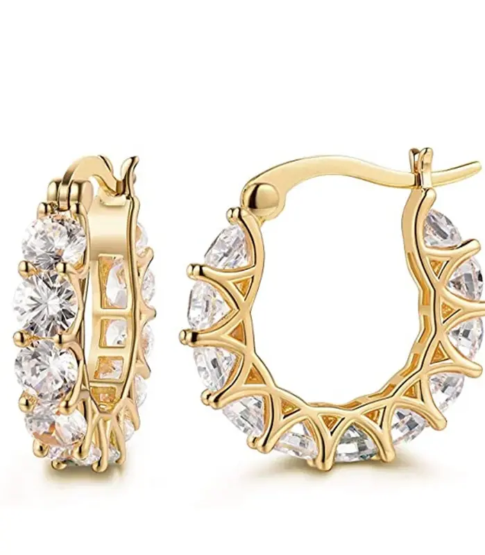 Huitan-pendientes de aro de circonia cúbica para mujer, accesorios deslumbrantes, regalo de cumpleaños delicado para fiesta de boda, joyería llamativa 1