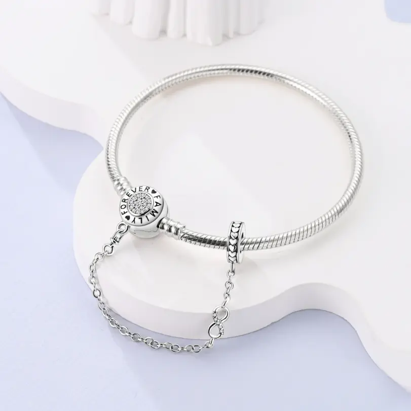 Pulseras de cuentas con cierre de cadena de serpiente Original de plata 925, dijes, joyería DIY para mujer 6
