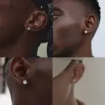 1 par/2 uds., pendientes de cristal de acero inoxidable para mujeres y hombres, joyería para las orejas de circonia cúbica transparente redonda de 4 puntas para el trago 3