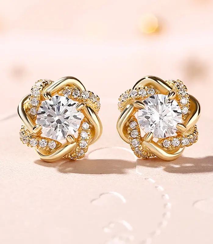 Pendientes Huitan delicados de circonia cúbica de Color dorado para mujer, pendientes de boda de diseño contraído a la moda, joyería de lujo 2