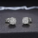 pendientes de tuerca de forma redonda para mujer, piedra CZ brillante pavimentada, Color plata/oro, joyería versátil para las orejas a la moda para todos los días 5 pendientes de tuerca de forma redonda para mujer, piedra CZ brillante pavimentada, Color plata/oro, joyería versátil para las orejas a la moda para todos los días 5