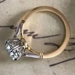 anillos de circonia cúbica redondos discretos para mujer, anillo de compromiso de boda, accesorios elegantes, nueva moda, joyería de dos tonos 1