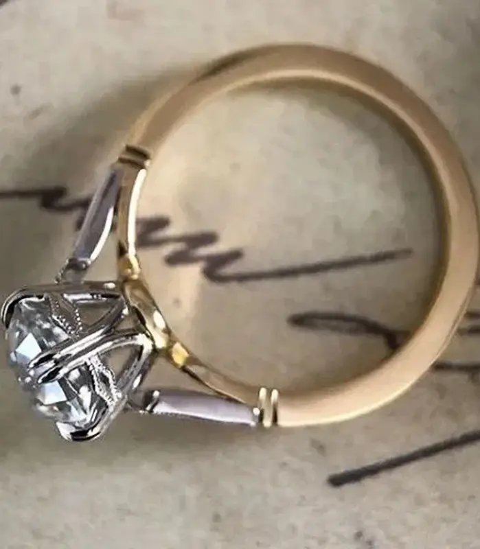 anillos de circonia cúbica redondos discretos para mujer, anillo de compromiso de boda, accesorios elegantes, nueva moda, joyería de dos tonos 1