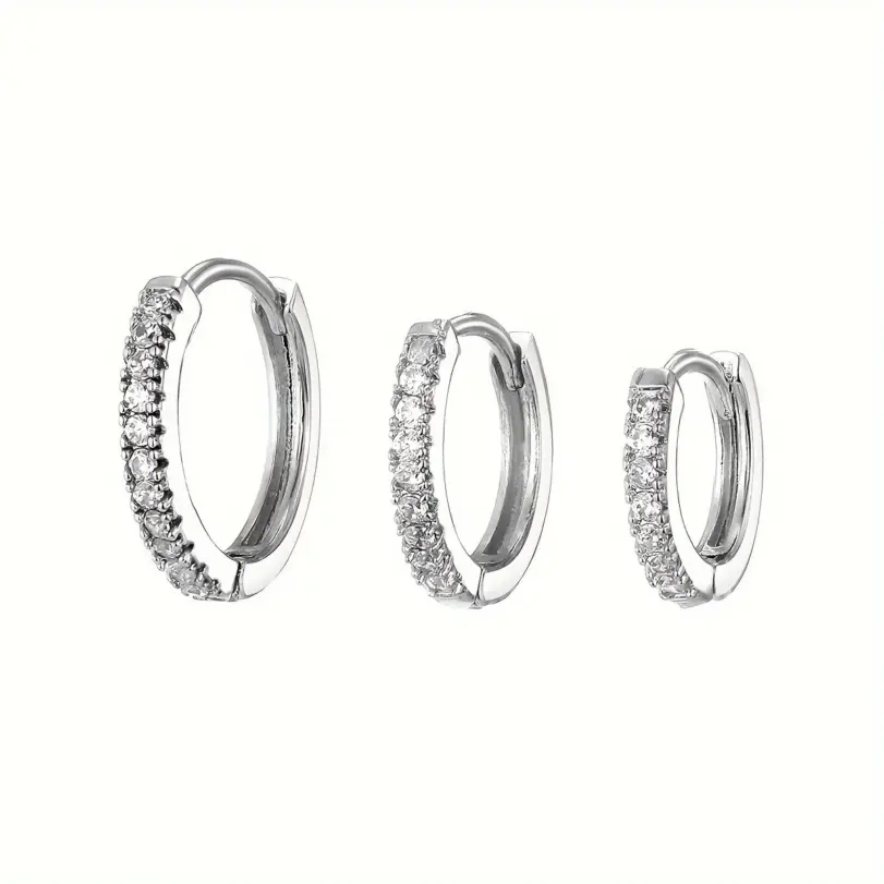 1 par de exquisitos pendientes de aro con decoración de circonita sintética, pendientes de moda para hombres y mujeres 3