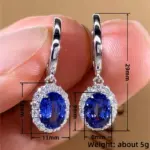 Huitan-pendientes colgantes con incrustaciones de circonia cúbica azul/roja para mujer, accesorios elegantes para fiesta de boda, joyería elegante para uso diario 6