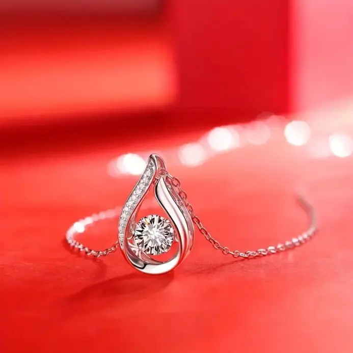 collar con colgante en forma de gota para mujer, joyería de compromiso femenina con circonita brillante, accesorios de estilo ahuecado para boda 2