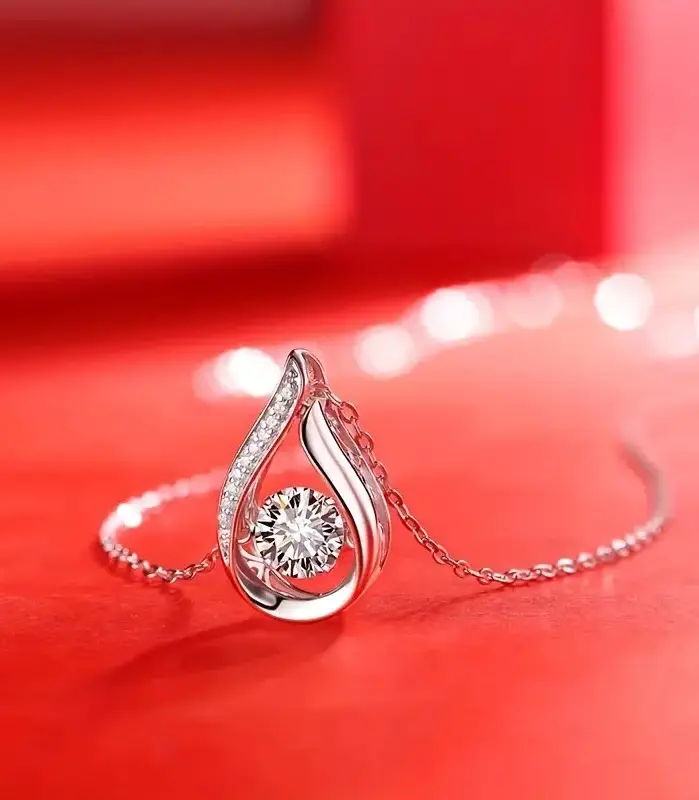 collar con colgante en forma de gota para mujer, joyería de compromiso femenina con circonita brillante, accesorios de estilo ahuecado para boda 2