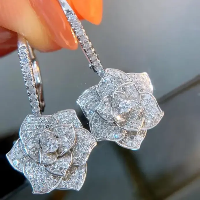 pendientes colgantes de flores para mujer, accesorios estéticos para fiesta de baile, compromiso, boda, nueva moda, joyería al por mayor 1