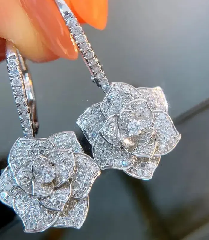 pendientes colgantes de flores para mujer, accesorios estéticos para fiesta de baile, compromiso, boda, nueva moda, joyería al por mayor 1