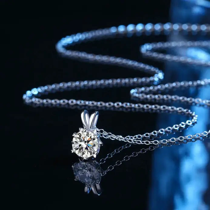 Collar con colgante de moissanita 100% auténtica, Color D, certificado GRA de 1 quilate para mujer, joyería fina de plata de ley S925 para boda y novia 1