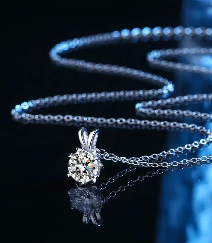 Collar con colgante de moissanita 100% auténtica, Color D, certificado GRA de 1 quilate para mujer, joyería fina de plata de ley S925 para boda y novia 1