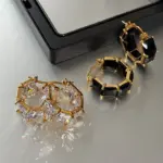Pendientes de aro chapados en oro con circonita cúbica para mujer, lujosos regalos de joyería para fiesta Huggies 2