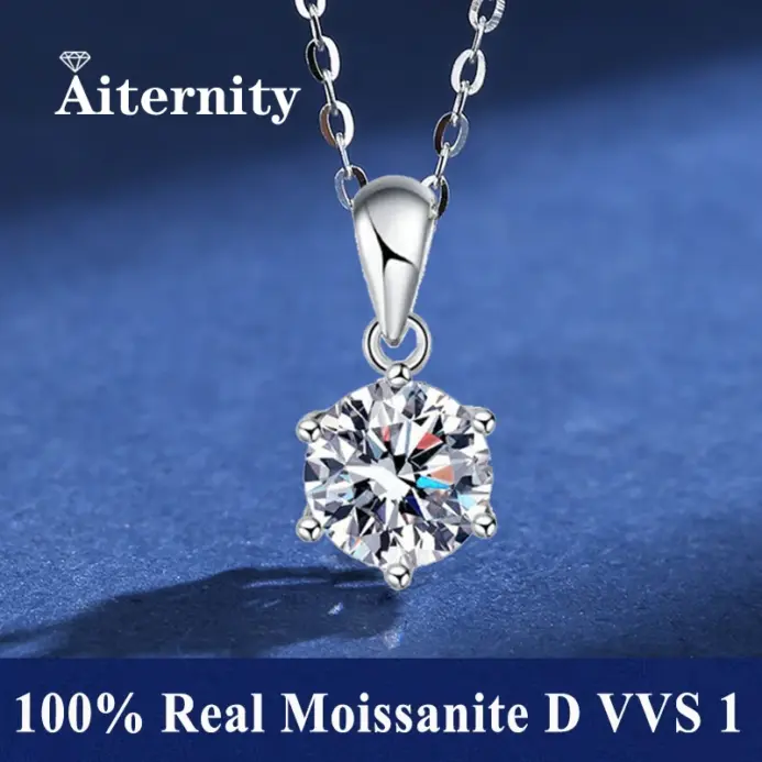 Collar con colgante de moissanita de 6 puntas para mujer, plata 925, diseño de moda, Color D, VVS Pass, prueba de diamante, joyería con caja GRA 1