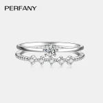 PERFANY-Anillo de moissanita de 0,1 quilates para mujer, conjunto de joyería de boda de lujo con diamantes de laboratorio de plata pura S925 4