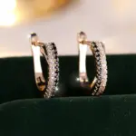Pendientes de cristal a la moda para mujer, aretes de circonita blanca y negra, Color dorado champán, regalos de joyería para boda, superventas 2 Pendientes de cristal a la moda para mujer, aretes de circonita blanca y negra, Color dorado champán, regalos de joyería para boda, superventas 2