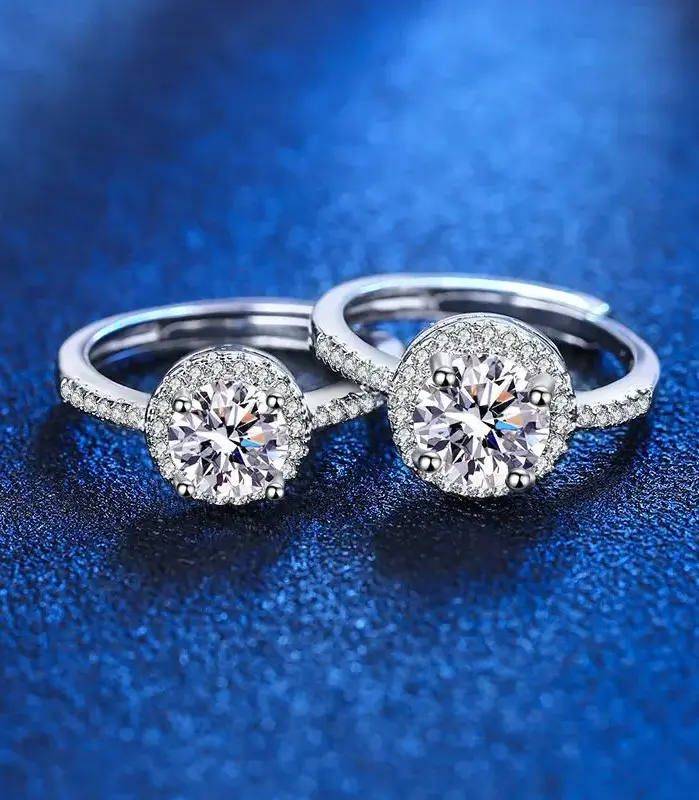 Anillo de diamante clásico de 6 puntas para mujer, Color D, 1ct, moissanita, VVS, corte redondo, anillo de diamante de laboratorio, joyería de banda de boda de compromiso 2