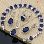 Conjunto de joyas de plata 925 Natural para mujer, pendientes, colgante, collar, anillo, pulseras, piedra natal roja, T055 16