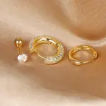 Conjunto de pendientes de aro de círculo redondo para mujer, aretes pequeños de acero inoxidable para Piercing de cartílago, joyería, 3 uds. 6