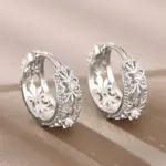 pendientes de aro para mujer, diseño calado, joyería elegante para fiesta de boda, Color plateado/dorado, accesorios CZ con incrustaciones 14