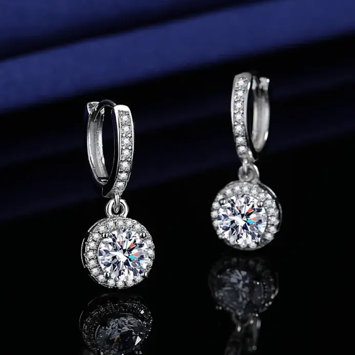 Nuevo 100% D VVS1 Pass Diamond Tester Pen Moissanite Stud 925 pendientes de plata esterlina para mujeres 2 certificados GRA Moissanite 2