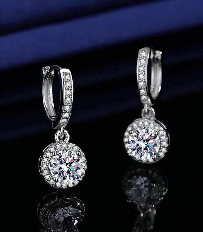 Nuevo 100% D VVS1 Pass Diamond Tester Pen Moissanite Stud 925 pendientes de plata esterlina para mujeres 2 certificados GRA Moissanite 2