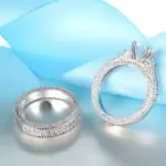 Conjunto de anillos de compromiso de boda elegantes, accesorio de aniversario de Color Plata de Ley 925 con piedra de circón Cubiz totalmente brillante 5