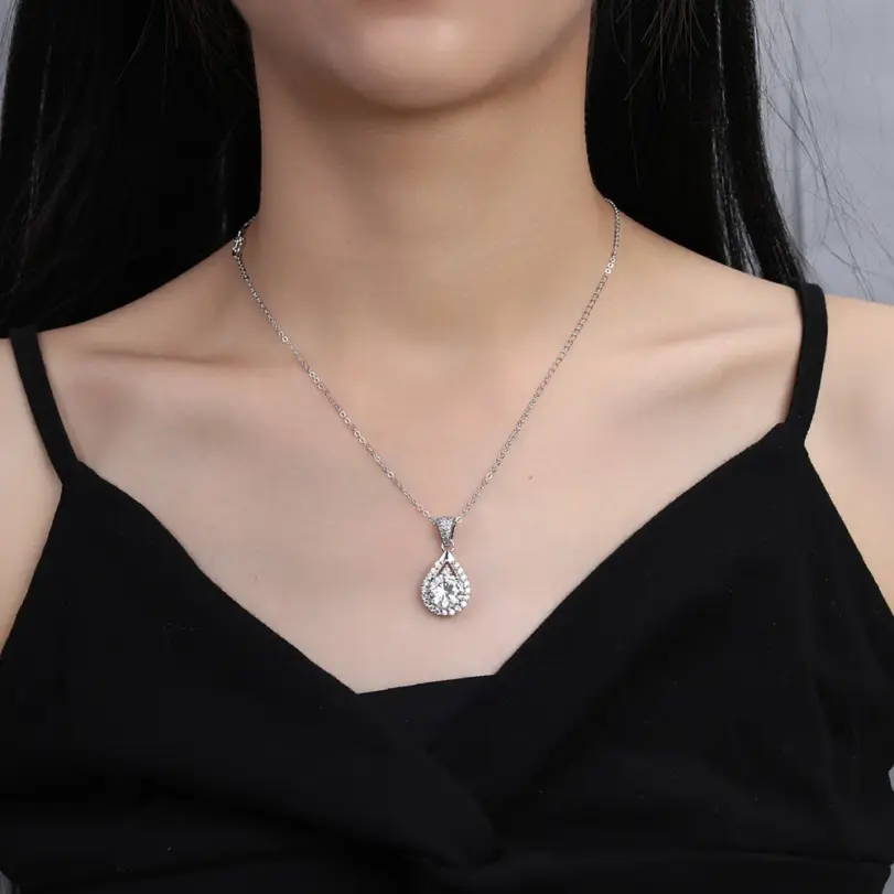 Nuevo collar de plata de ley 925, colgante exquisito de moissanita de 3 quilates para mujer, joyería de boda Noble a la moda, regalos de fiesta 5