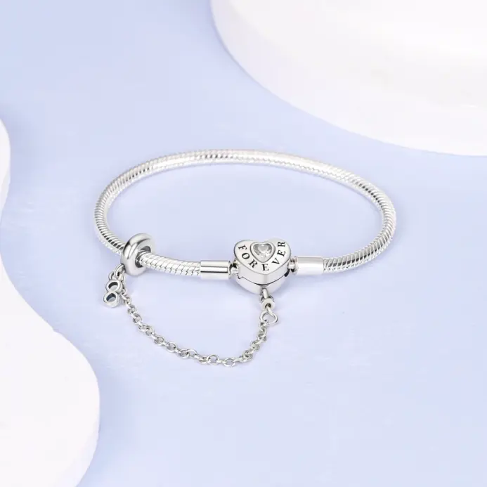 Pulseras de cuentas con cierre de cadena de serpiente Original de plata 925, dijes, joyería DIY para mujer 2