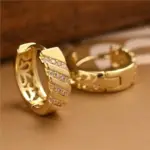 Pendientes de aro de circón chapados en oro de 18 quilates para mujer, Huggies gruesos geométricos antialérgicos, regalos de joyería para fiesta al por mayor 1