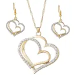 Conjunto de collar y pendientes de moda coreana, estilo doble amor, lujo ligero, exquisito, europeo y americano, transfronterizo. 5