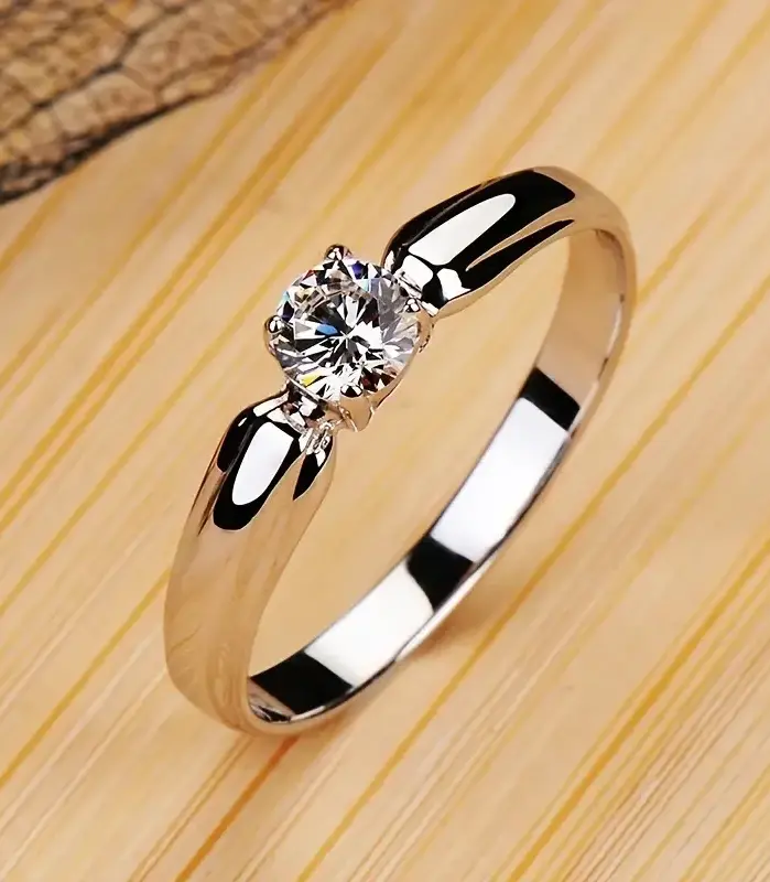anillos de circón cúbico redondos individuales para mujer, accesorios de compromiso para boda, anillos femeninos simples y elegantes, joyería de moda 1
