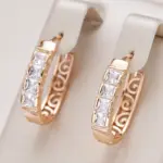 Kinel nueva moda pendientes de aro de circón Natural para mujer 585 Color oro rosa flor hueca joyería fina para fiesta y boda 1