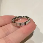 Anillo clásico redondo de acero inoxidable con circonita para mujer, sortija de compromiso de Color dorado plateado a la moda, regalo de joyería 6