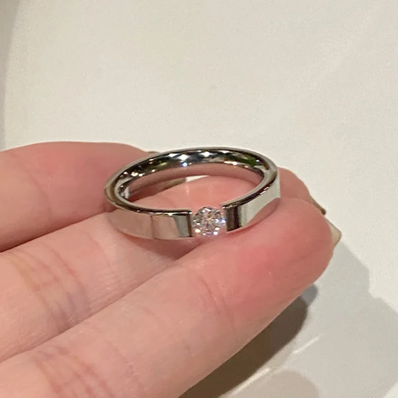 Anillo clásico redondo de acero inoxidable con circonita para mujer, sortija de compromiso de Color dorado plateado a la moda, regalo de joyería 6