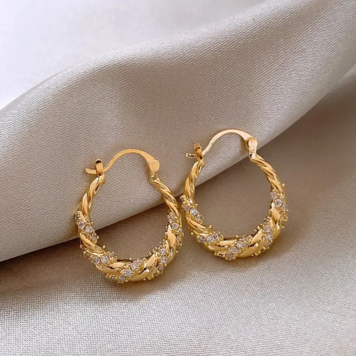 ZAKOL-pendientes de aro con circonita brillante para mujer, aretes únicos, estilo OL, Color dorado, accesorios para las orejas, joyería de fiesta 1