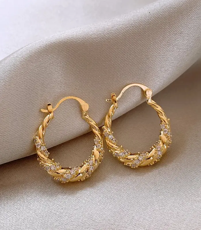 ZAKOL-pendientes de aro con circonita brillante para mujer, aretes únicos, estilo OL, Color dorado, accesorios para las orejas, joyería de fiesta 1