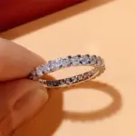 nueva moda, anillos finos para dedo, banda de Color plateado con circonita cúbica brillante, accesorios simples y elegantes para uso diario para mujer 5