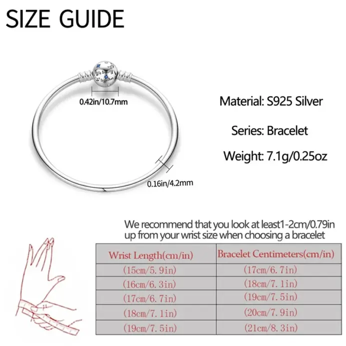17-20CM 925 pulseras de plata para mujer estrella Luna mariposa gato garra loto corona dorada pulseras aptas para DIY dijes colgantes joyería 2