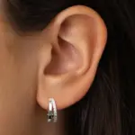 Pendientes de aro de circonio de doble capa de acero inoxidable para mujeres y niñas, pendientes Punk elegantes, estilo de tuerca, regalos de joyería de moda para fiesta 3