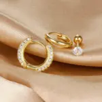 Conjunto de pendientes de aro de círculo redondo para mujer, aretes pequeños de acero inoxidable para Piercing de cartílago, joyería, 3 uds. 3