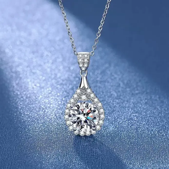 Nuevo collar de plata de ley 925, colgante exquisito de moissanita de 3 quilates para mujer, joyería de boda Noble a la moda, regalos de fiesta 1