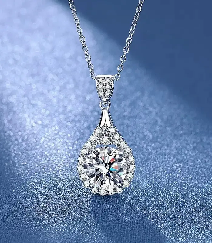 Nuevo collar de plata de ley 925, colgante exquisito de moissanita de 3 quilates para mujer, joyería de boda Noble a la moda, regalos de fiesta 1